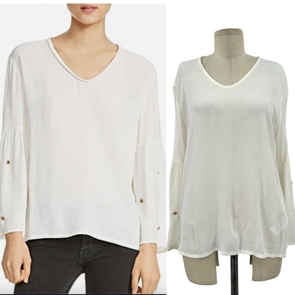 Maje Loust Bee Embellished Blouse Ecru Cream‎ Size 2 US Medium
